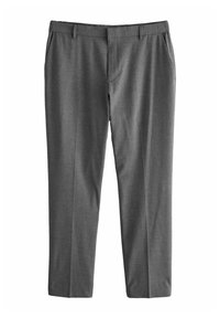 Graue Hose mit geradem Schnitt, aus strukturiertem Stoff. Verfügt über zwei Vordertaschen und saubere Abschlüsse, geeignet für formelle Anlässe.