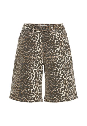 PULZ, PZJANNAH BERMUDA - Denimshorts - tobacco brown leo printed