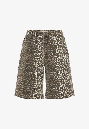 PULZ, PZJANNAH BERMUDA - Denimshorts - tobacco brown leo printed