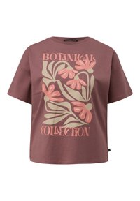 MIT ÜBERSCHNITTENER SCHULTER - T-shirt print - aubergine