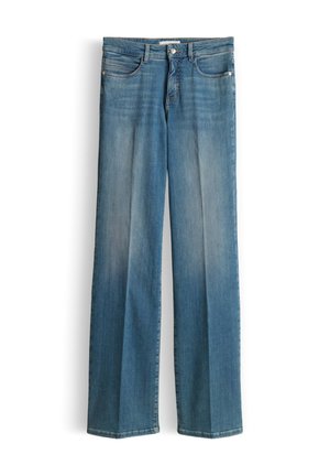 OPUS PANTS, MID RISE LONG WIDE FIT POWERSTRETCH - Wide Leg - mid blue