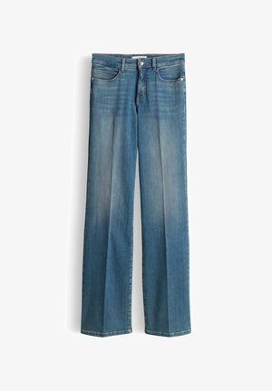 OPUS PANTS, MID RISE LONG WIDE FIT POWERSTRETCH - Wide Leg - mid blue