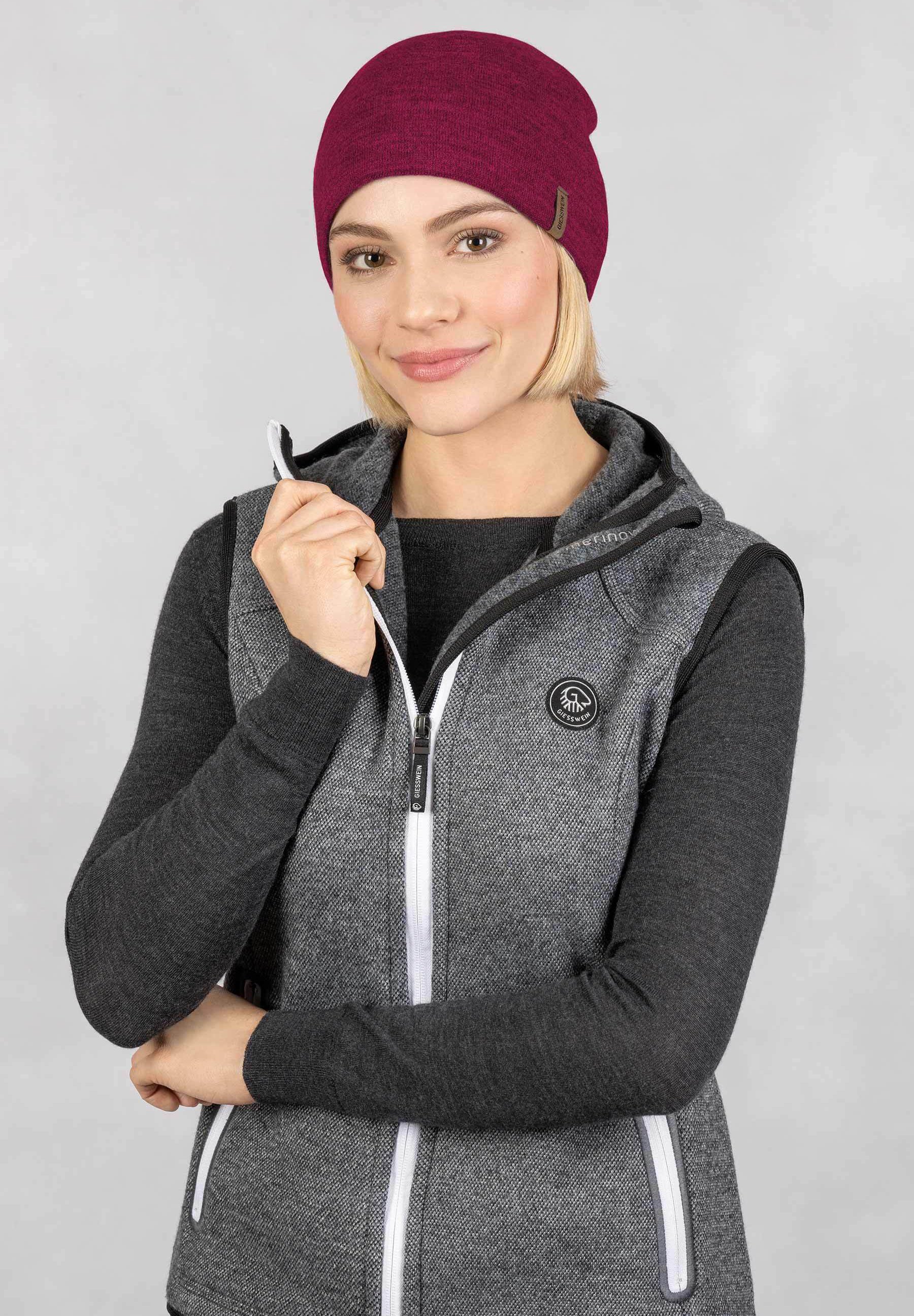 Berretto Tecnico In Lana Merino GIESSWEIN Gamsstein | Antivento E Traspirante | Sottocasco Per Sci E Mountain Bike | Colore Rosa Rubin