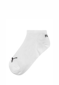 Weißer Knöchelsocke aus weichem Material. Verfügt über ein schwarzes Logo und ein klares Design. Kurze Höhe mit einem engen Sitz.