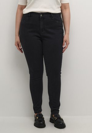 Kaffe Curve KCLAURINA  - Prigludę džinsai - washed black denim