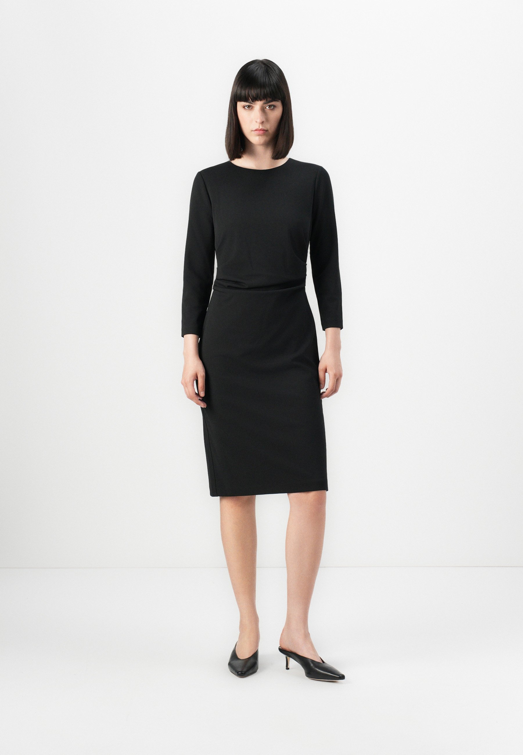 calvin klein black dress with sleeves Calvin Klein Collection Wool A Line Dress Black main image 1