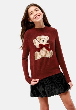REGULAR FIT - CHRISTMAS CREW NECK  - Strickpullover - burgundy red bear