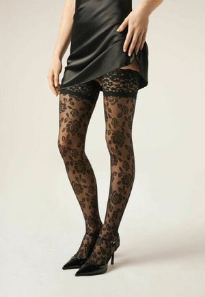 SHEER 40 DENIER FLOWERS - Bas - black