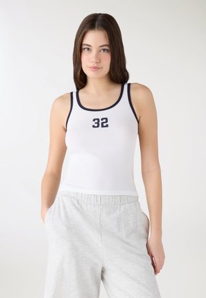 CON BORDI A CONTRASTO E NUMERO - Top - bianco ottico