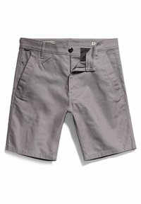 Šedé bavlněné šortky s plochým předním dílem, poutky na pásek a dvěma bočními kapsami. Disponují zipovým zapínáním a jedním knoflíkem.