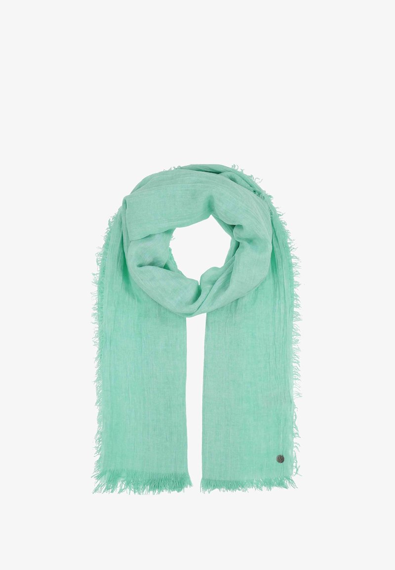 Kerge piparmündiroheline sall frantsitud servaga ja hõbedatooni logo aktsendiga. Valmistatud pehmest ja hingavast kangast.