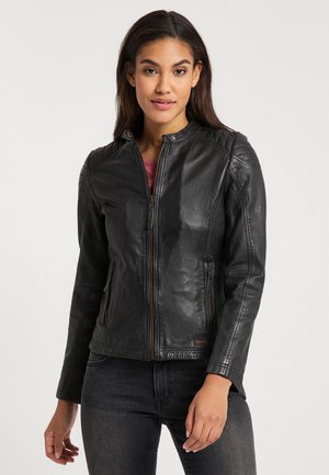 Mustang Leren jas - schwarz