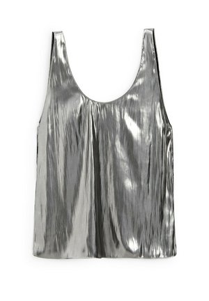 Massimo Dutti FLOWING METALLIC STRAPPY - Top - silver coloured