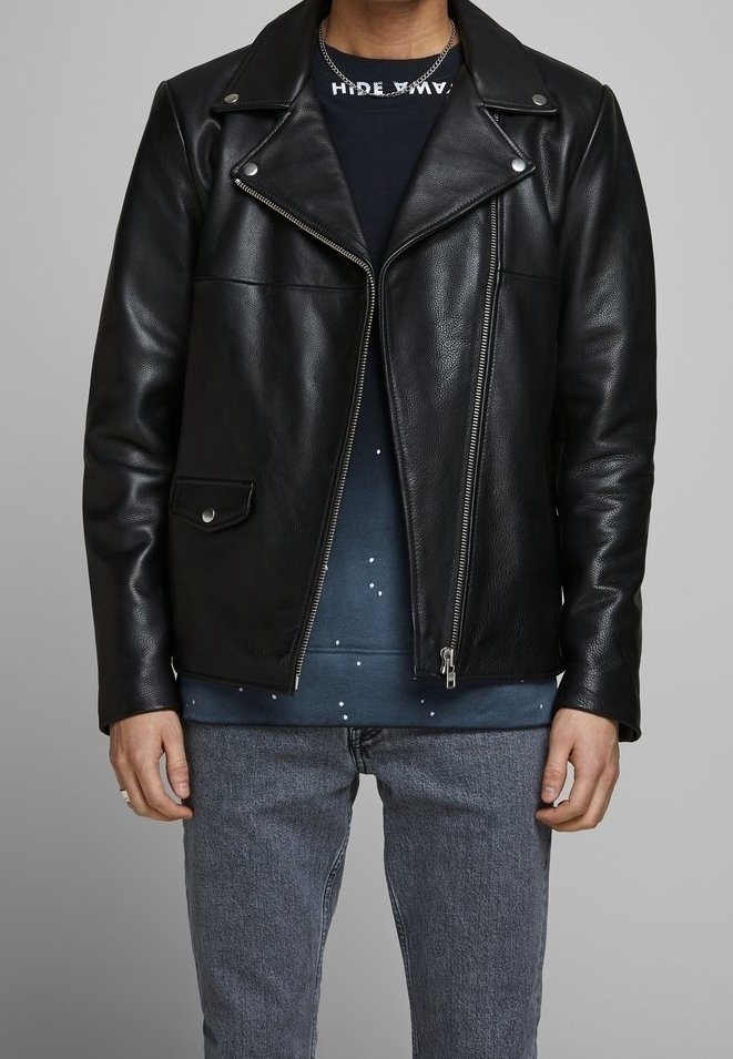 Jack & Jones Kožená bunda - black