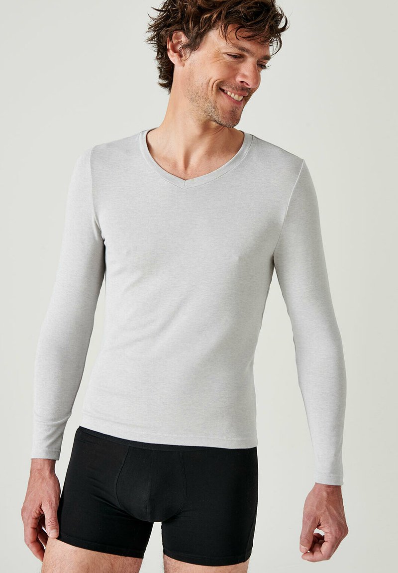 Damart COL V FINE SENSITIVE MANCHES LONGUES - Hemd - Heather Gray