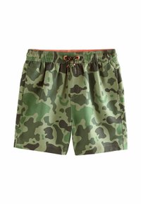Shorts de bain camouflage dans différentes nuances de vert, dotés d'une taille élastique avec cordon de serrage contrastant et de poches latérales.