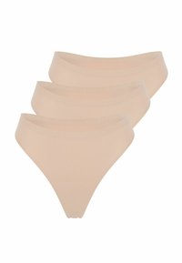 Kolme paria pitkiä saumattomia stringejä. Pehmeä kangas, matala vyötärödesign ja sileät reunat, sopivat päivittäiseen käyttöön. Ei näkyviä saumoja.