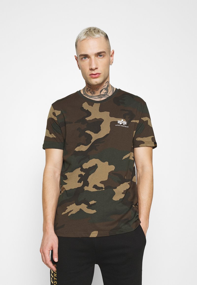 Alpha Industries SMALL LOGO - T-shirt estampada - mottley green
