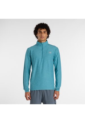 SPACE DYE 1/4 ZIP - T-shirt à manches longues - big teal heather  slate grey