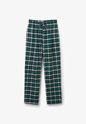 Geruite slaapbroek in groen, zwart, wit en grijs; van katoen, met een elastische tailleband en een trekkoord, recht gesneden.