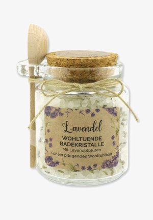 Florex BADESALZ LAVENDEL GROB MIT SCHAFMILCH GLAS MIT HOLZLÖFFEL - Schaumbad & Badezusätze - beige