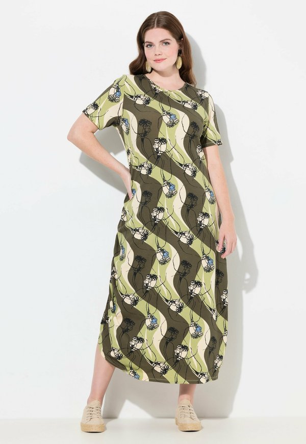 ASYMMETRIC GATHERED ARTISTIC FLORAL - Jerseykleid