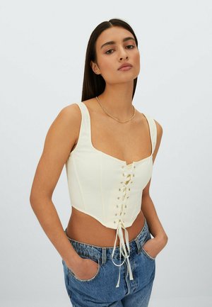 CORSAGE MIT JACQUARDMUSTER - Top - off-white