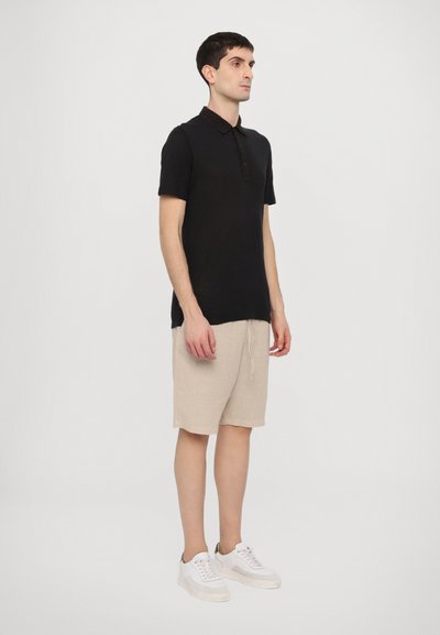 120% Lino SHORT SLEEVES - Polo - black solid
