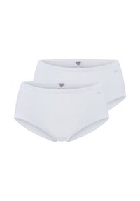 Weisse Baumwollslips mit glatter Textur, im hoch taillierten Design und elastischem Bund, verkauft im Doppelpack.