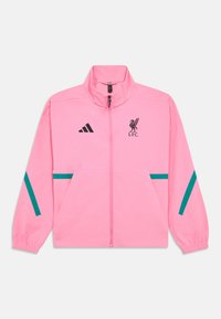 Roosa lukuga jope kõrge kraega, must Liverpool FC logo ja türkiissiniste detailidega varrukatel ja taskutel. Valmistatud kergekaalus materjalist.