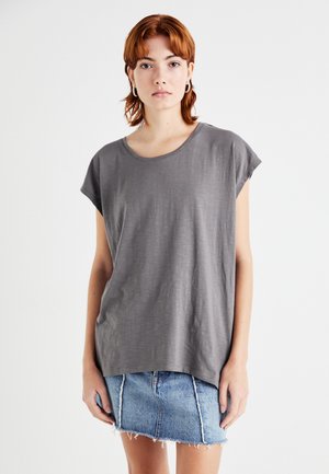 NMMATHILDE LOOSE LONG - Navadna majica - charcoal gray