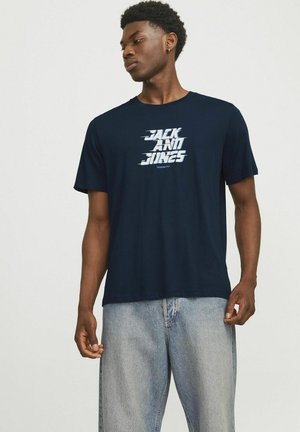 Jack & Jones GEDRUCKT RUNDHALS - Trükipildiga T-särk - navy blazer
