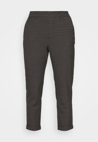 Rutig gråbyxor med slim fit, i en kortad ankel-längd, upprullade fållar och en slät tygtextur.