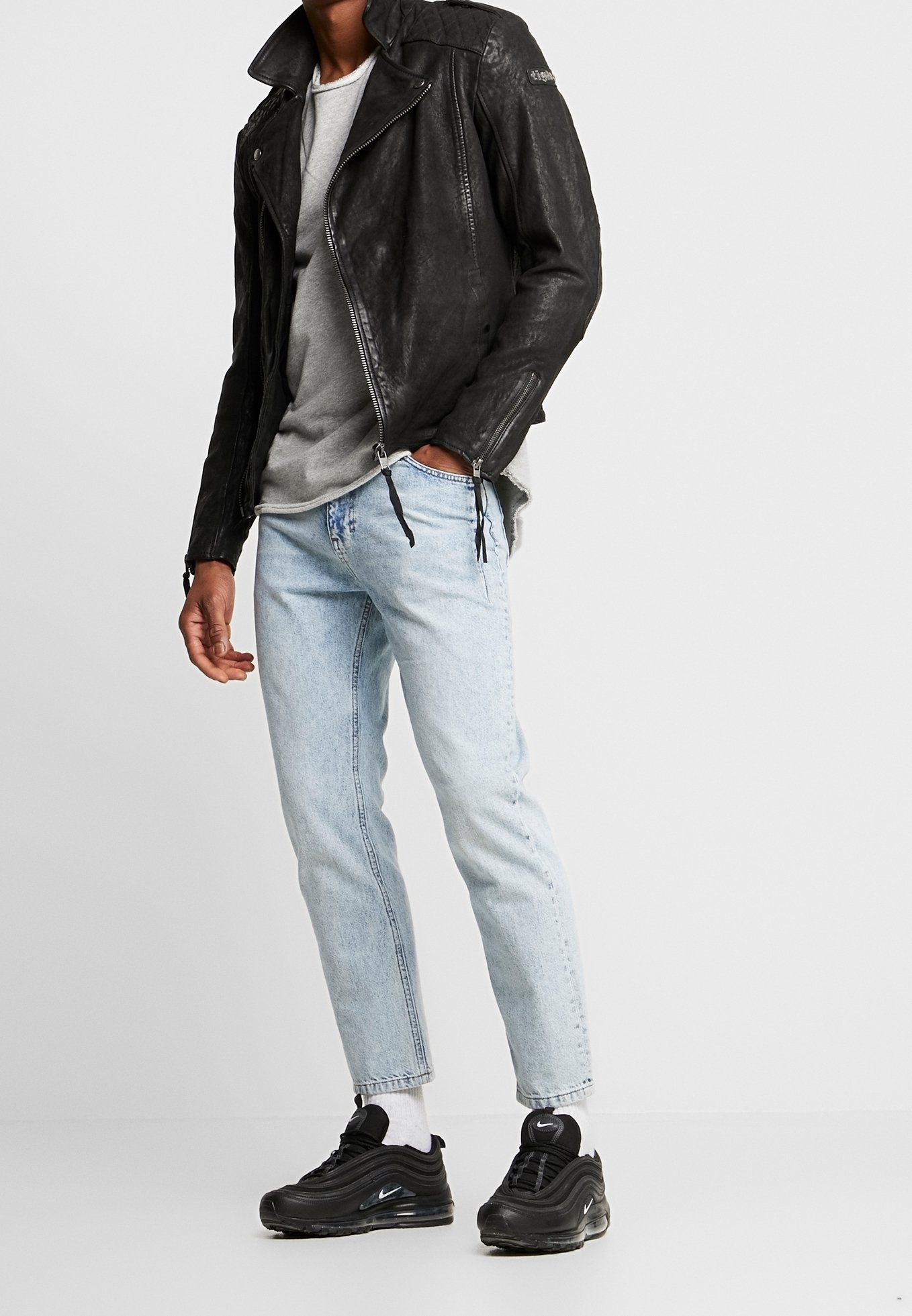 Tigha Kurtka skórzana/czarny - (Pre-owned) - Zalando.pl