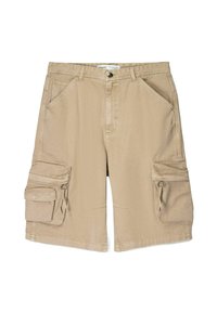 Beige cargo shorts lavet af bomuld, med flere sidelommer, knaplukning og lige ben design.