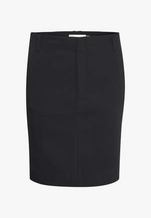 Must fade pencil seelik, mis on valmistatud siledast kangast, omab liibuvat disaini, lame vöökohta ja ei näita nähtavaid mustreid ega riistade detaile.