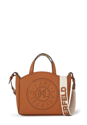 KARL LAGERFELD CIRCLE PERFORATED SMALL - Käekott - brown