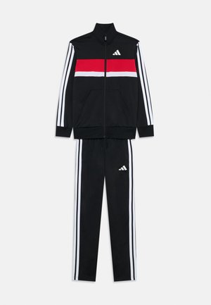 SEASONAL ESSENTIALS TIBERIO STRIPES TRICOT TRACKSUIT JUNIOR UNISEX - Survêtement - black/white/pure ruby