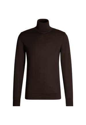 Bruine coltrui gemaakt van zacht materiaal; met lange mouwen en een slim-fit ontwerp. Geen patronen of versieringen aanwezig.