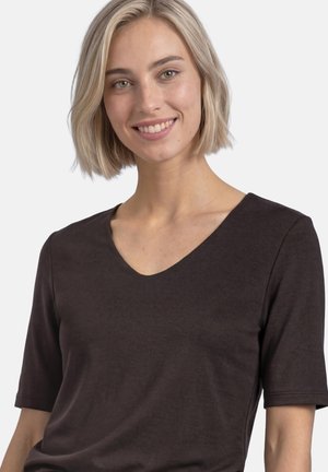 Street One, T-SHIRT IN UNIFARBE - T-shirts basic - black coffee