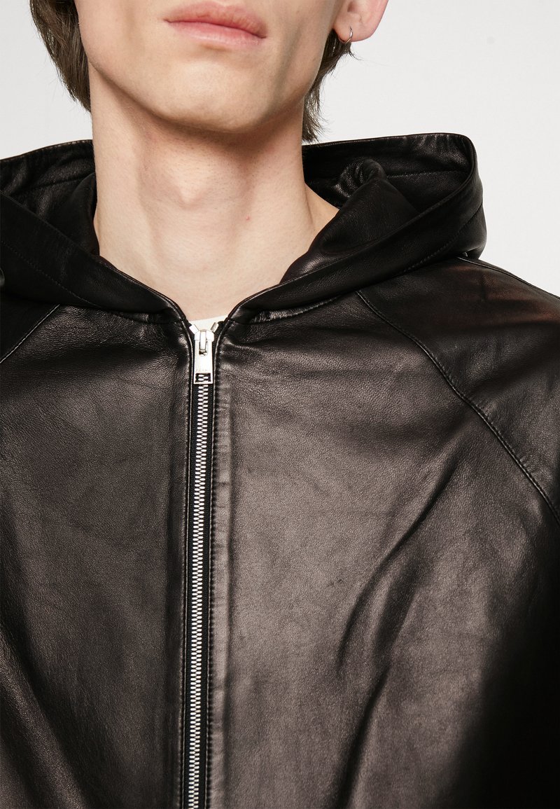 hoodie leather jacket mens