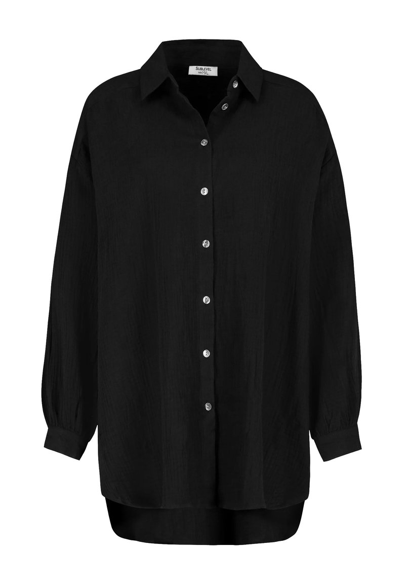 Sublevel LEGERE LOOK MIT KNOPFLEISTE - Button-down blouse - schwarz