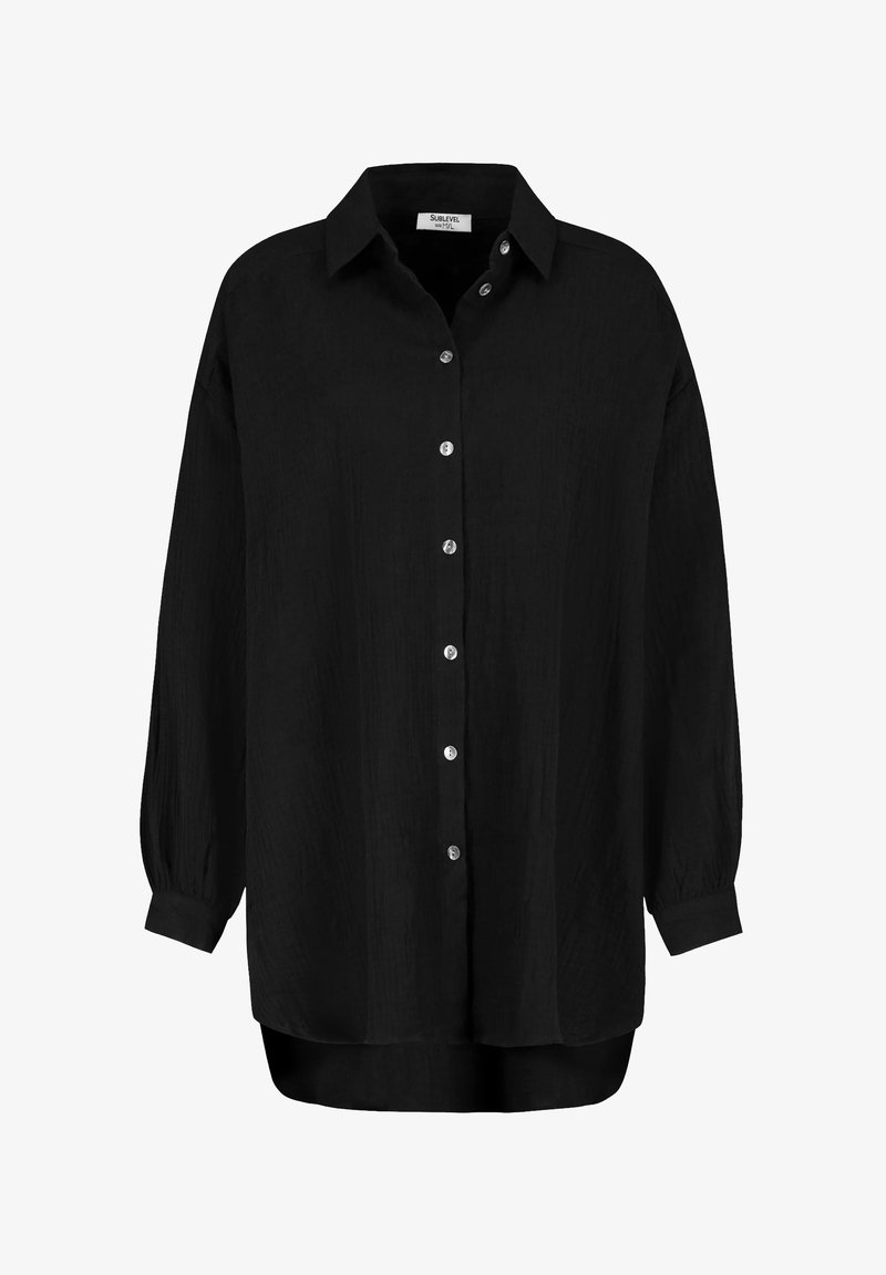 Sublevel LEGERE LOOK MIT KNOPFLEISTE - Button-down blouse - schwarz