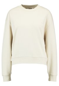 Felpa color crema con scollatura rotonda, spalle abbassate e polsini a coste. Realizzata in tessuto morbido con una vestibilità comoda e dettagli minimi.