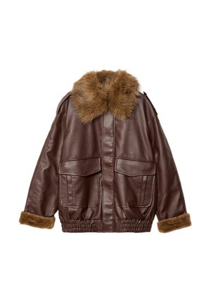 EFFECT WITH CONTRAST COLLAR - Jakna od umjetne kože - dark brown