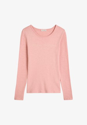 Różowa koszulka z długim rękawem wykonana z miękkiej, lekkiej tkaniny. Posiada okrągły dekolt oraz subtelne logo w jasnym kolorze na przodzie.