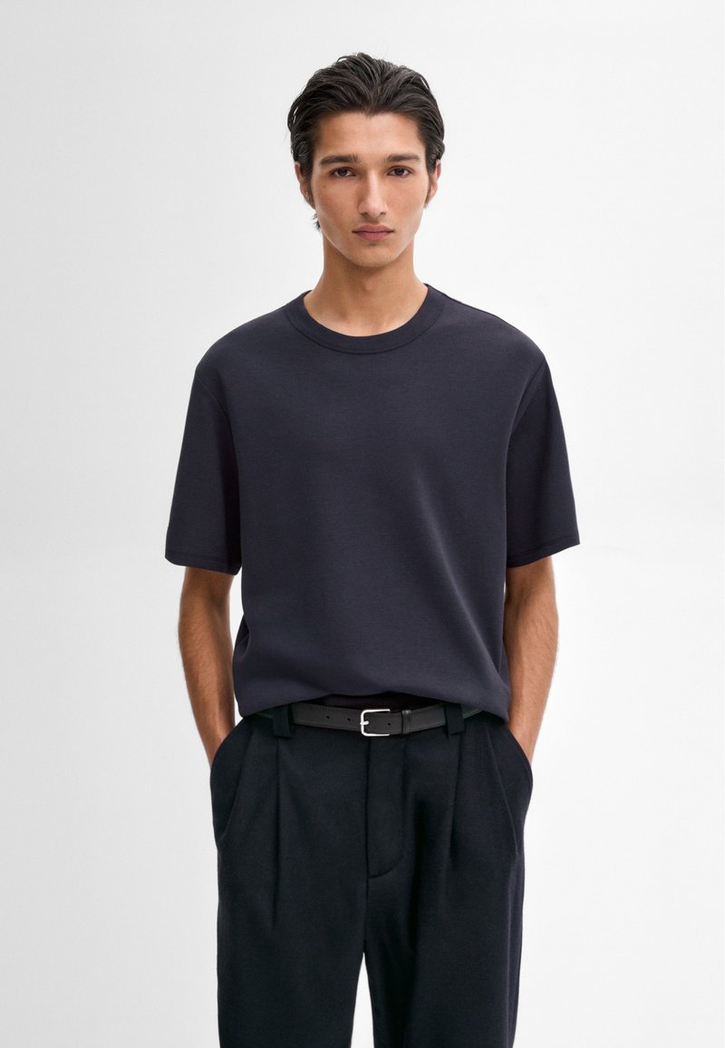 Massimo Dutti SHORT SLEEVE WITH CREW NECK - Jednoduché tričko - dark blue