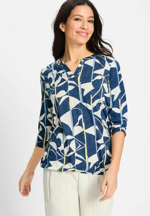 MIT GUMMIZUG AM SAUM - Long sleeved top - blau