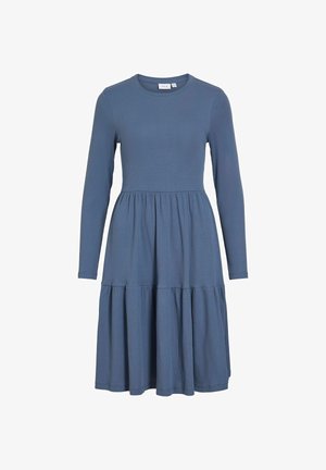 VILA, SHORT DRESS VIHOLLIE LONG SLEEVED - Jumper dress - vintage indigo