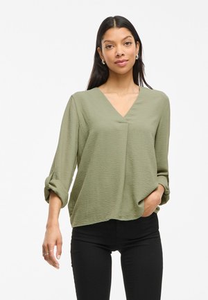 VILA VIJOSA 3/4 V-NECK - NOOS - Bluse - oil green